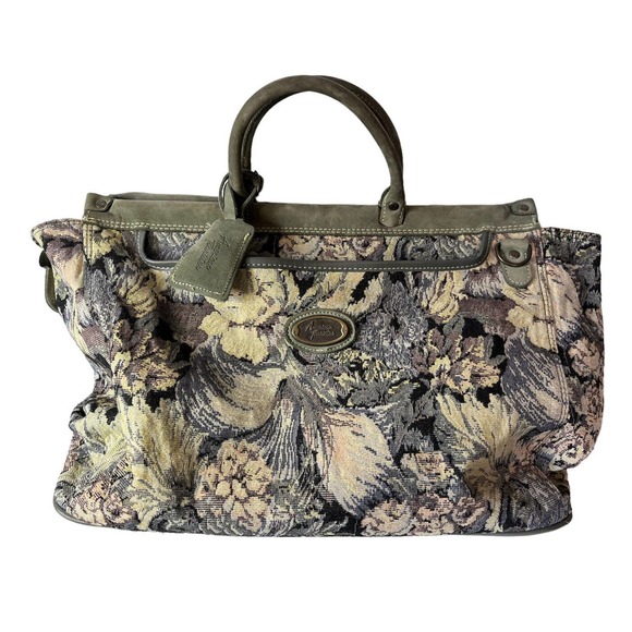 American Tourister Handbags - Vintage American Tourister Carry-On Tote Zippered Duffle Bag Travel Floral Sage